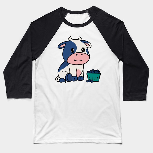 Blueberry Cow Baseball T-Shirt by maya-reinstein